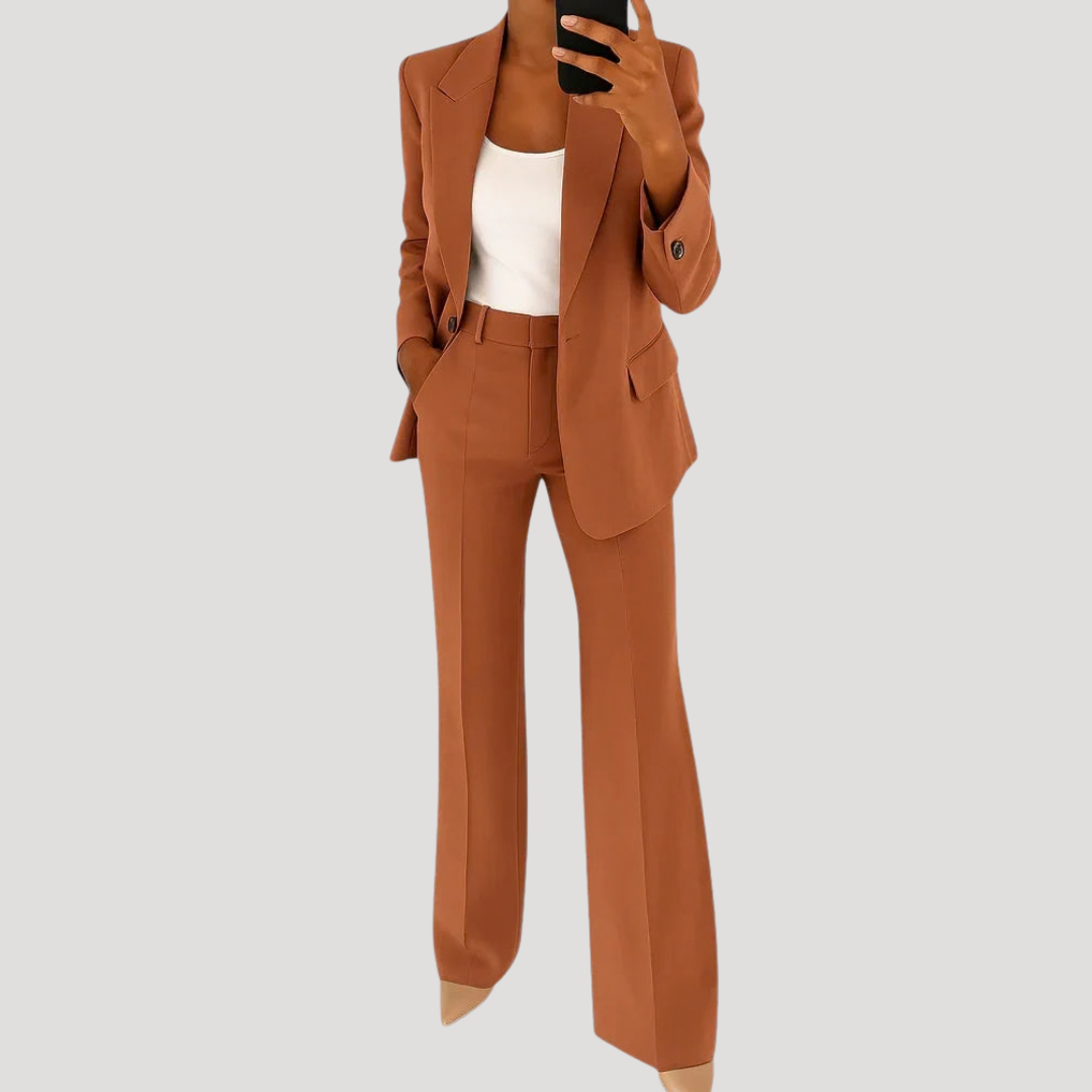 Damen Hosenanzug-Set mit hochtaillierter Hose