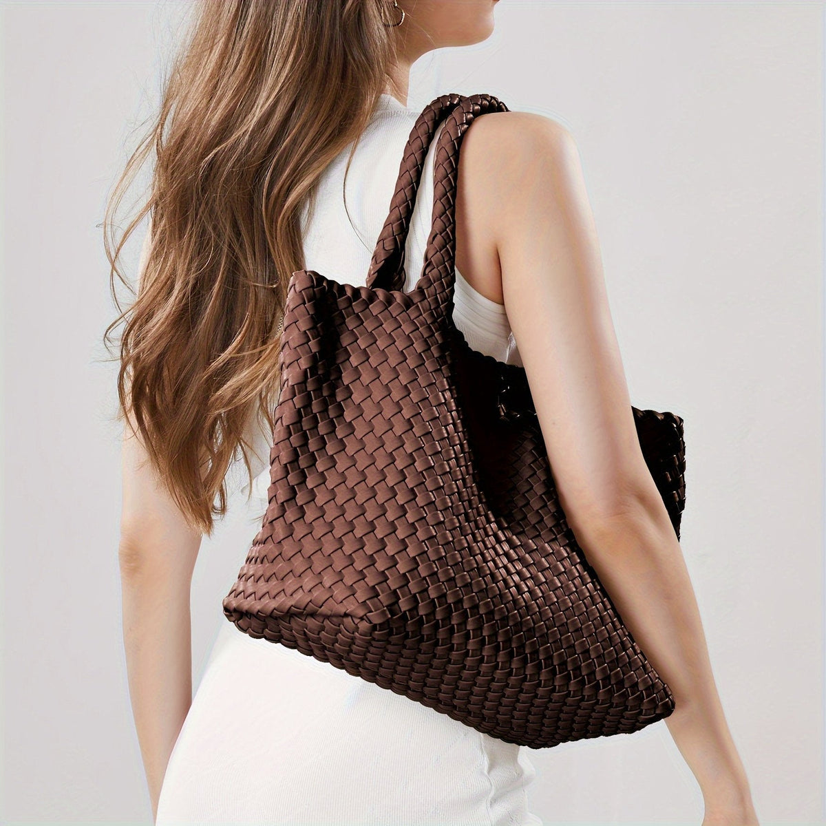 Damen strukturierte Tote Bag mit Flecht-Design