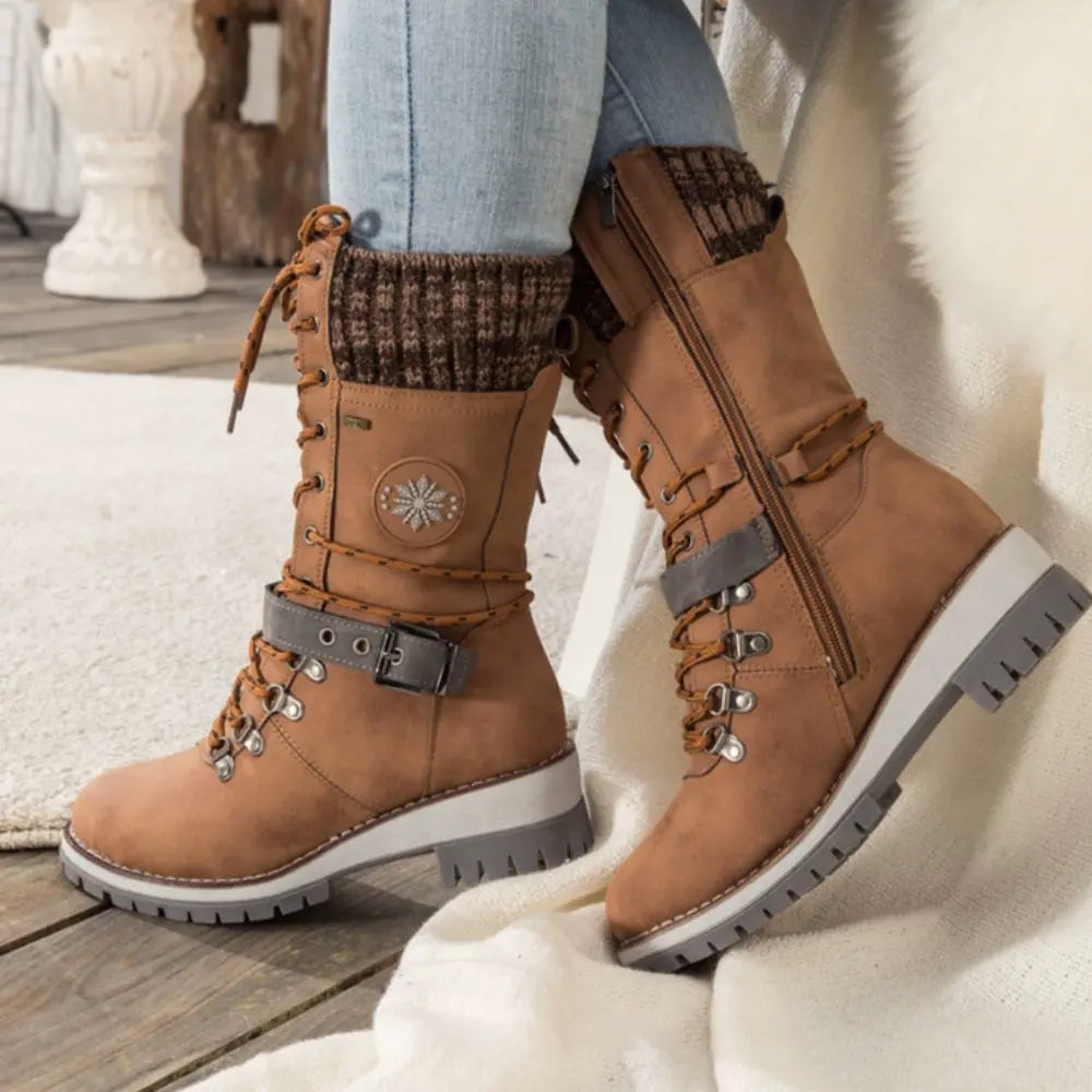 Damen Schneestiefel mit warmem Innenfutter und Schnürung