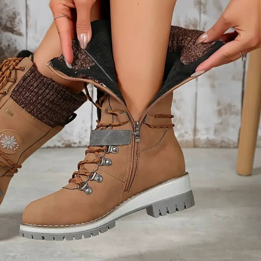 Damen Schneestiefel mit warmem Innenfutter und Schnürung