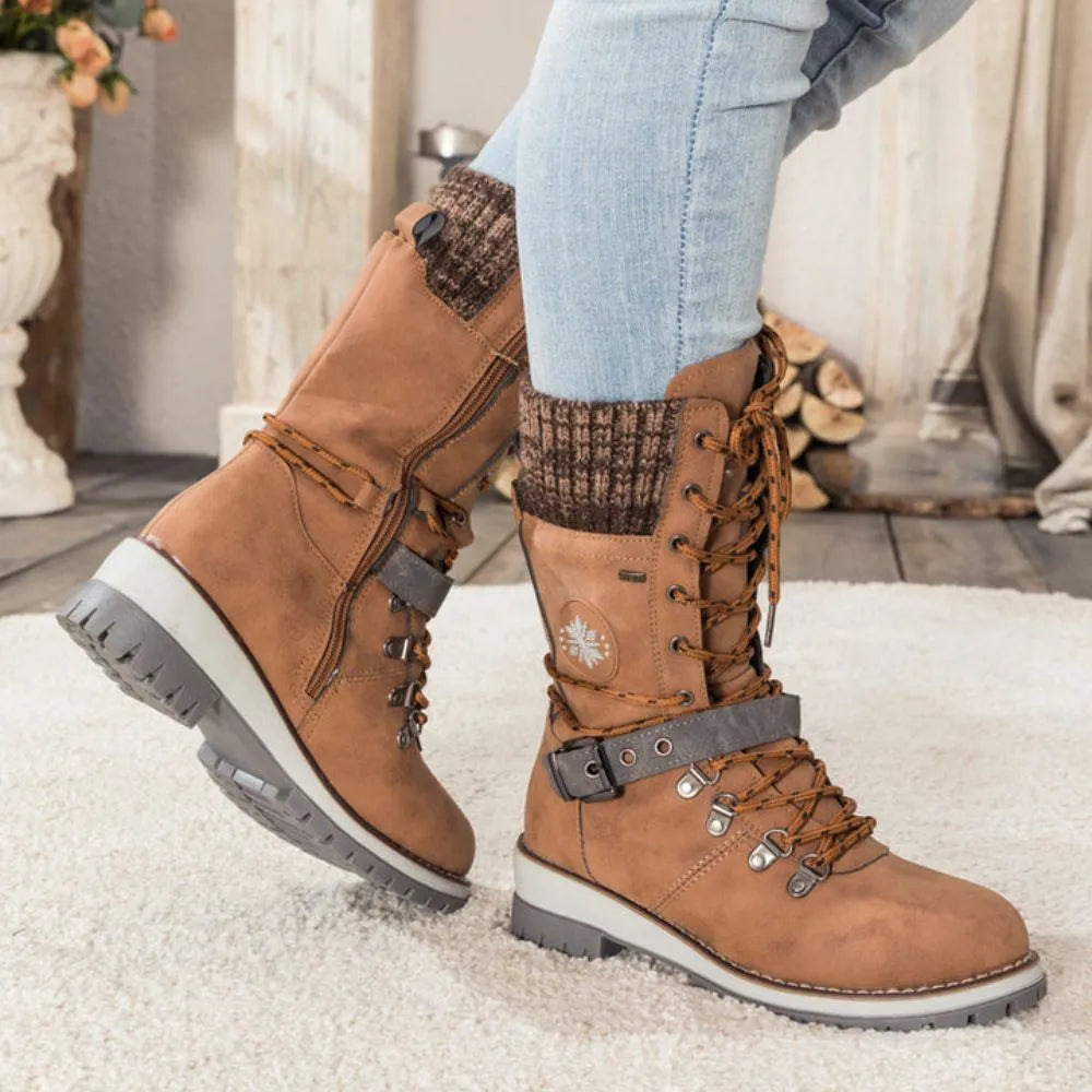 Damen Schneestiefel mit warmem Innenfutter und Schnürung