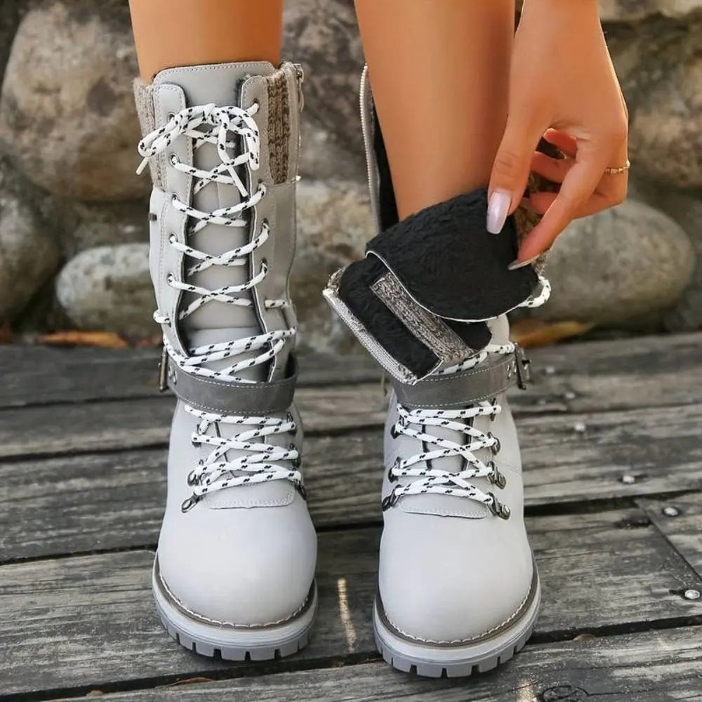 Damen Schneestiefel mit warmem Innenfutter und Schnürung