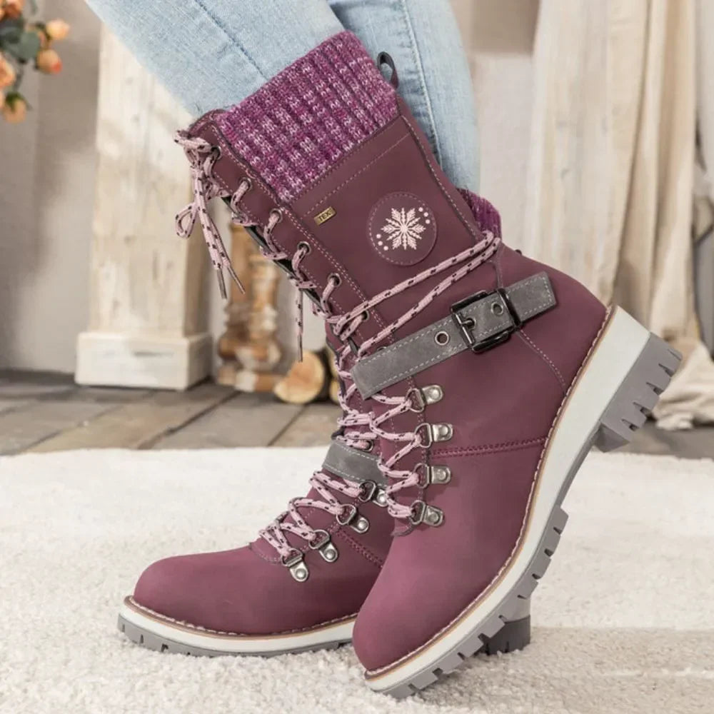 Damen Schneestiefel mit warmem Innenfutter und Schnürung