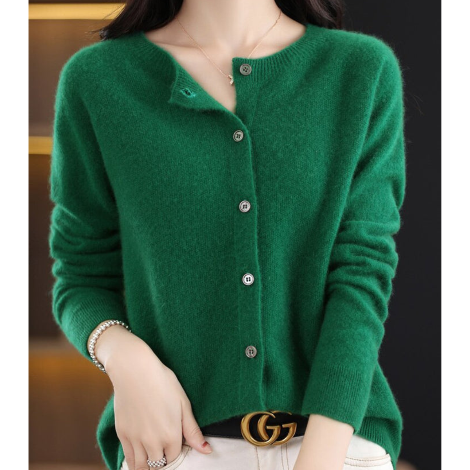 Damen Strickjacke aus Merinowolle und Kaschmir
