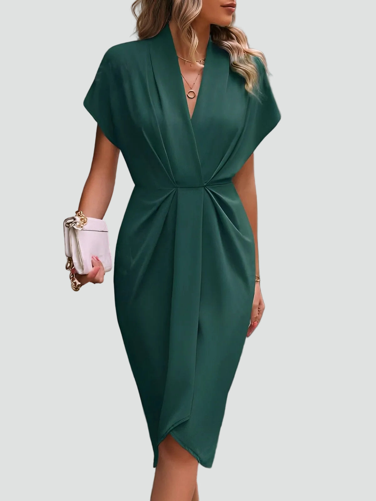 Damen Cocktailkleid midi figurbetont mit V-Ausschnitt