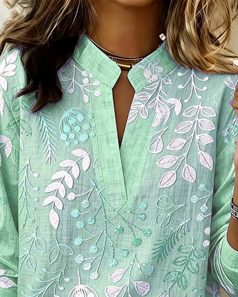 Damen Bluse mit V-Ausschnitt und Blumenprint