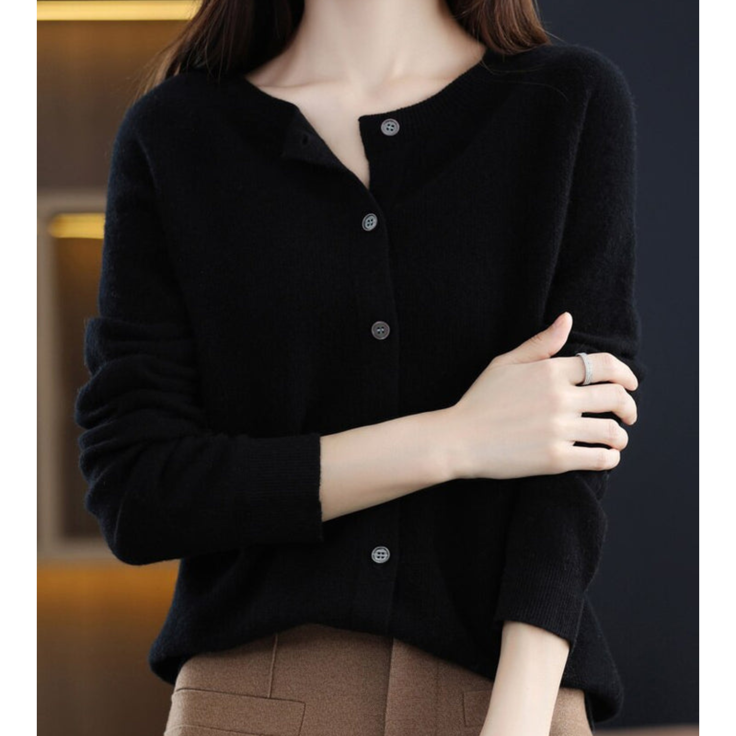 Damen Strickjacke aus Merinowolle und Kaschmir