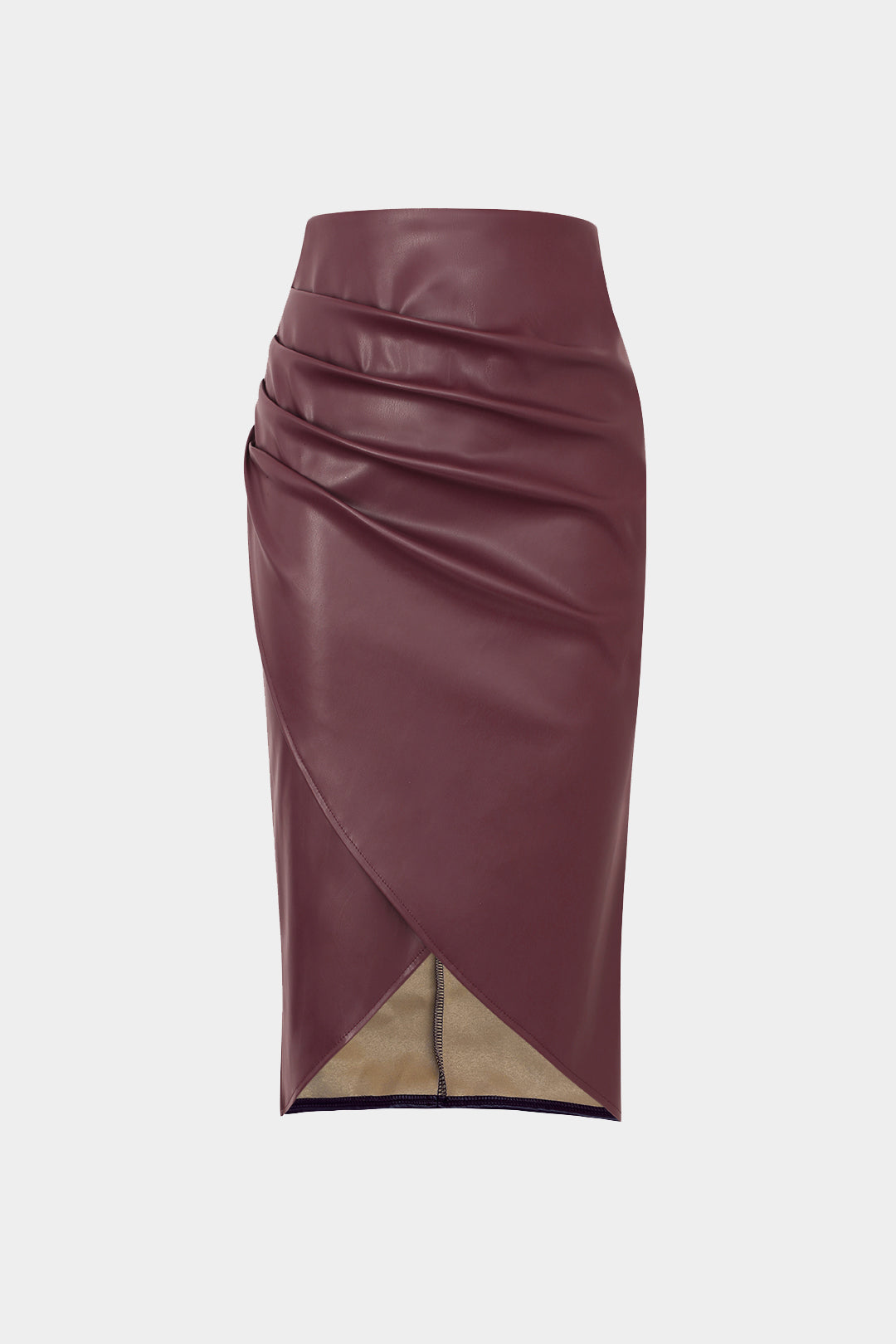 Damen figurbetonter Midirock im Leder-Look
