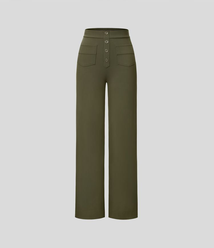 Damen Bürohose mit hoher Taille und Taschen