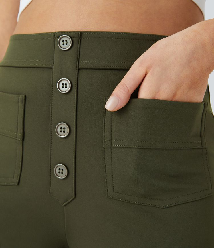 Damen Bürohose mit hoher Taille und Taschen