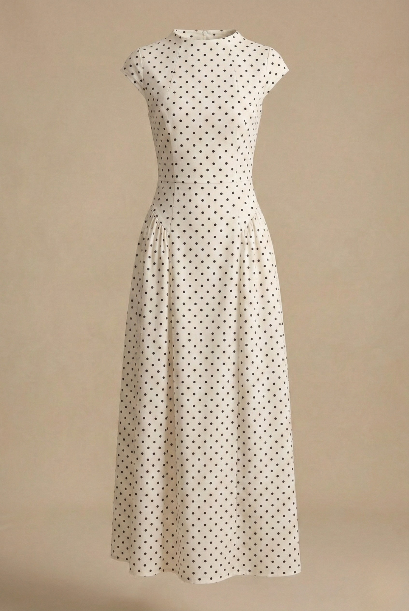 Damen Maxikleid Tupfen Rundhals A-Linie