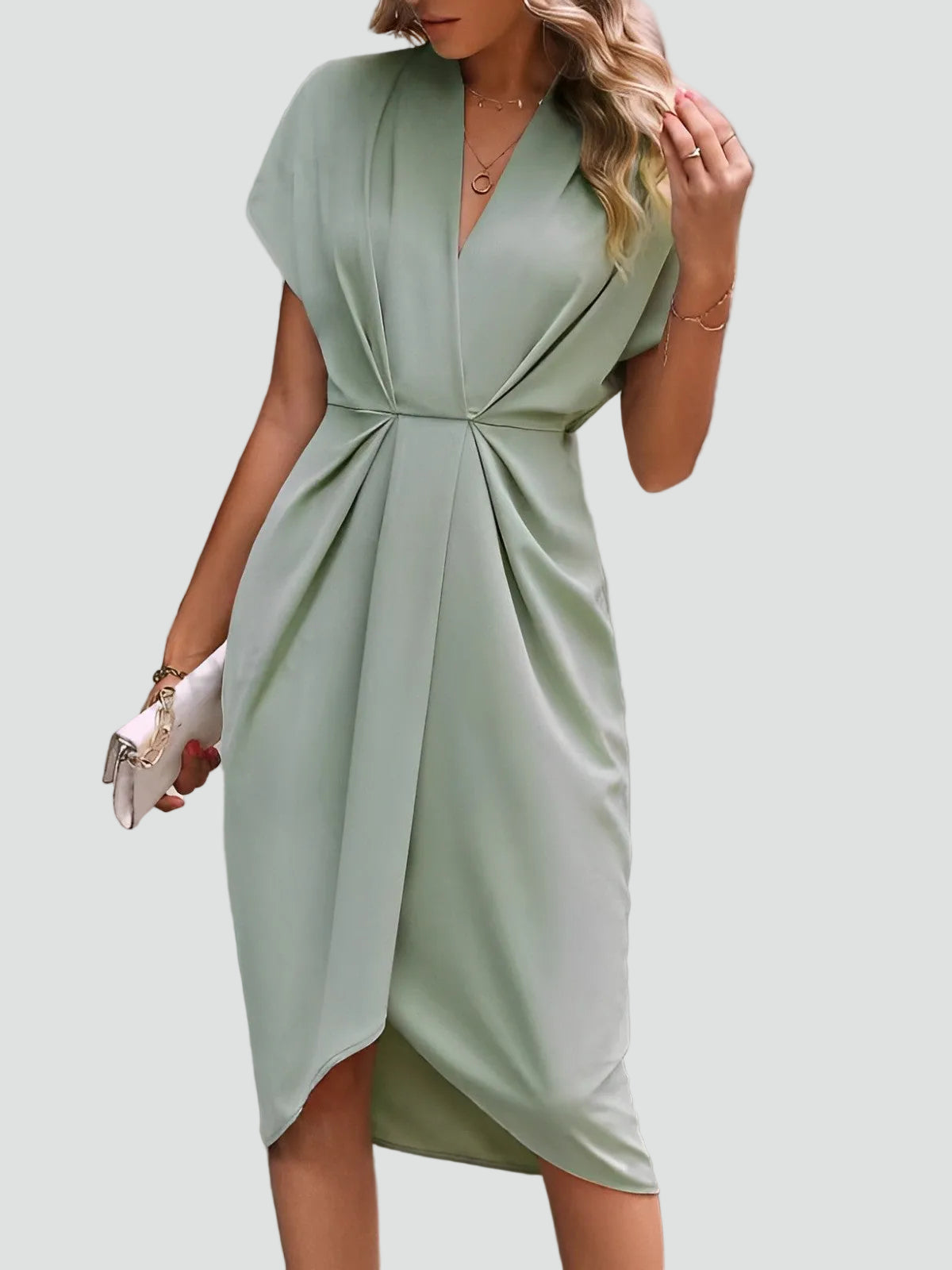 Damen Cocktailkleid midi figurbetont mit V-Ausschnitt