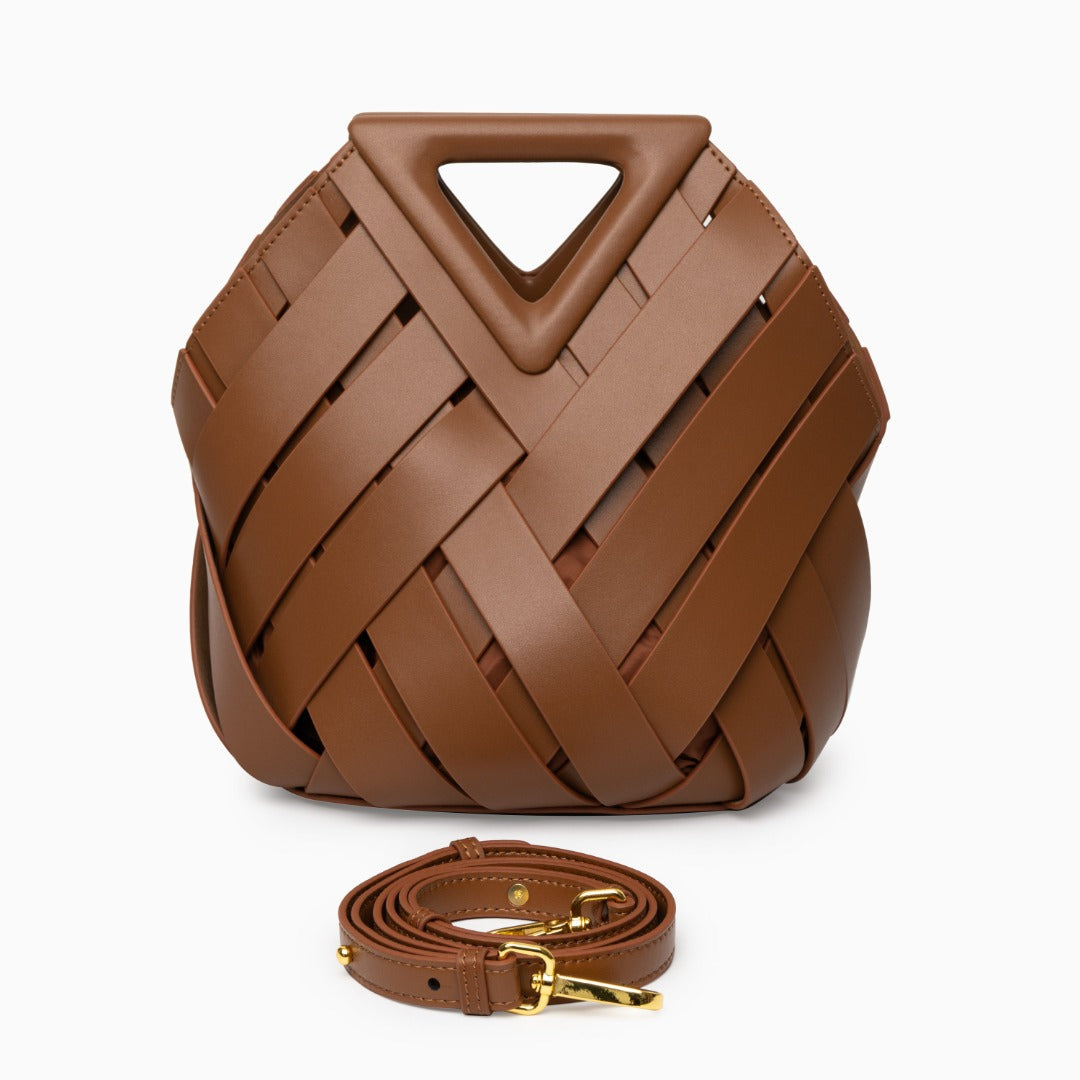 Damen Handtasche mit Flecht-Design und Dreieckshenkel