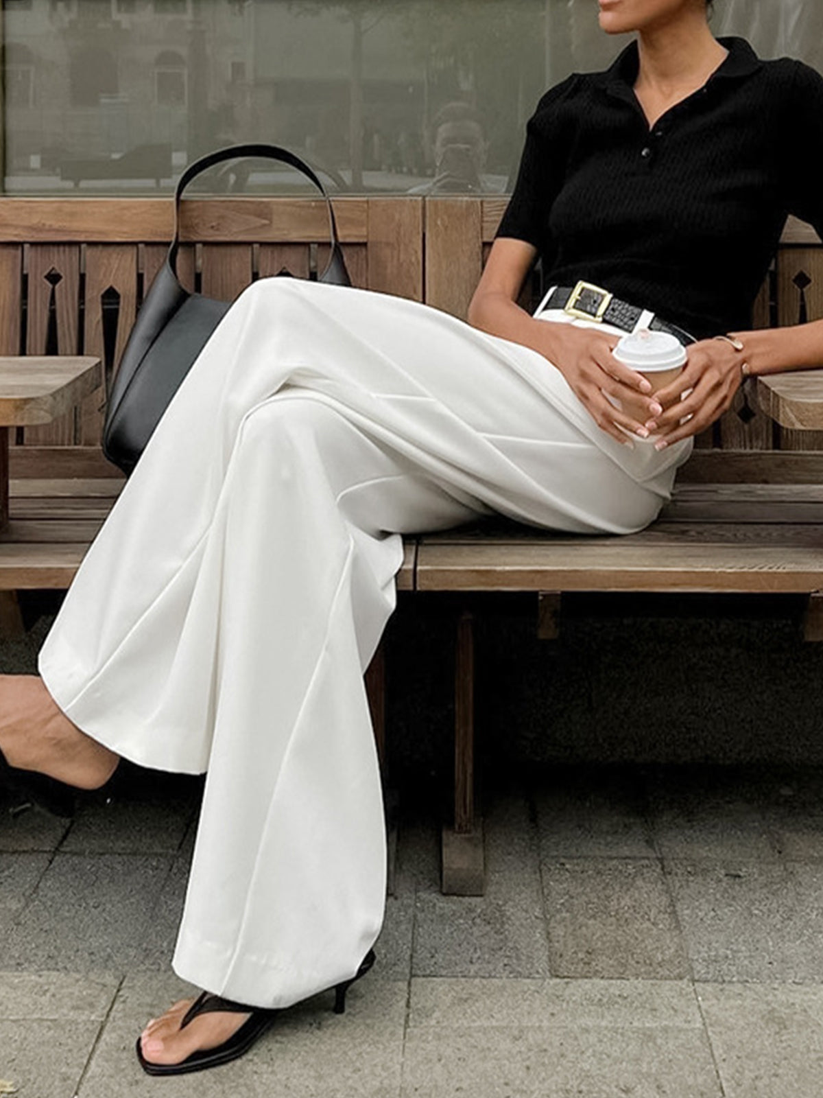 Damen Weitbein-Hose aus Polyester im Regular Fit
