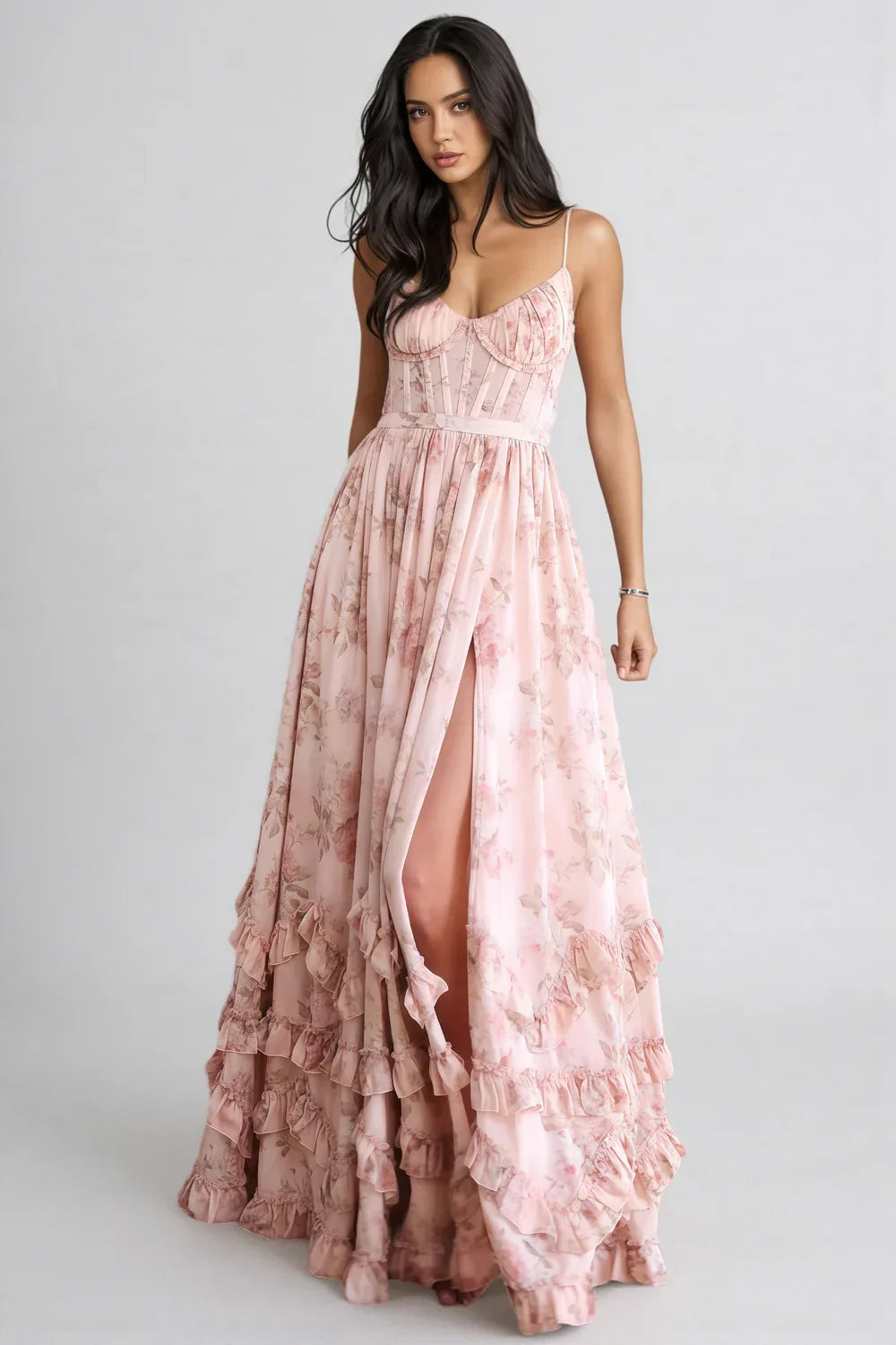 Romantisches Boho Maxikleid mit Fließender