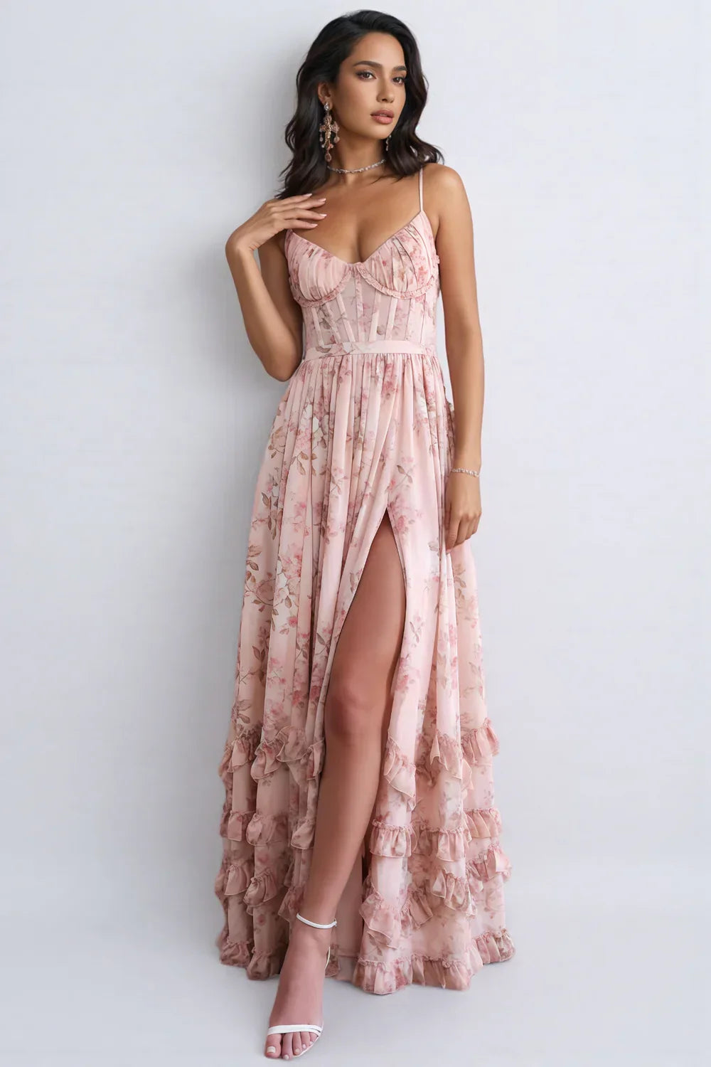 Romantisches Boho Maxikleid mit Fließender