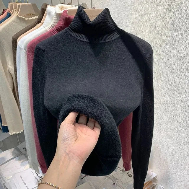 Damen figurbetonter Pullover mit Stehkragen