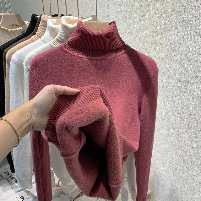 Damen figurbetonter Pullover mit Stehkragen