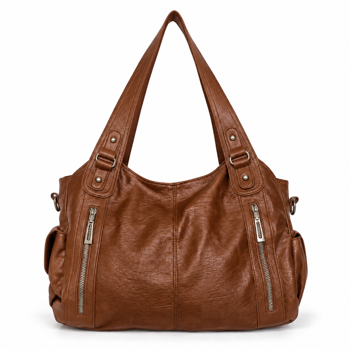 Damen weiche Schultertasche mit zwei Fronttaschen