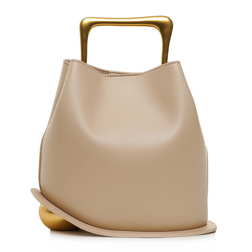 Damen Lederhandtasche mit Magnetverschluss beige