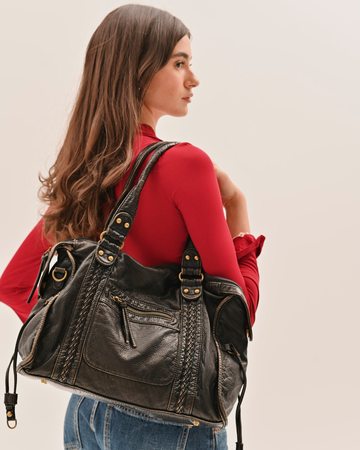 Damen Handtasche mit zwei Henkeln und Schulterriemen
