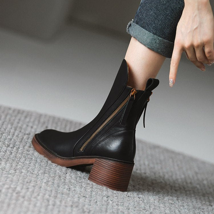 Damen Stiefeletten mit hohem Absatz und Reißverschluss