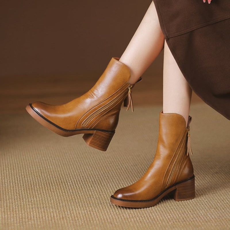 Damen Stiefeletten mit hohem Absatz und Reißverschluss