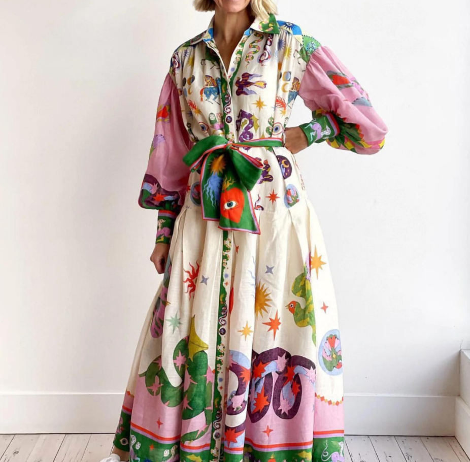 Cersi Maxikleid Wickel Langarm