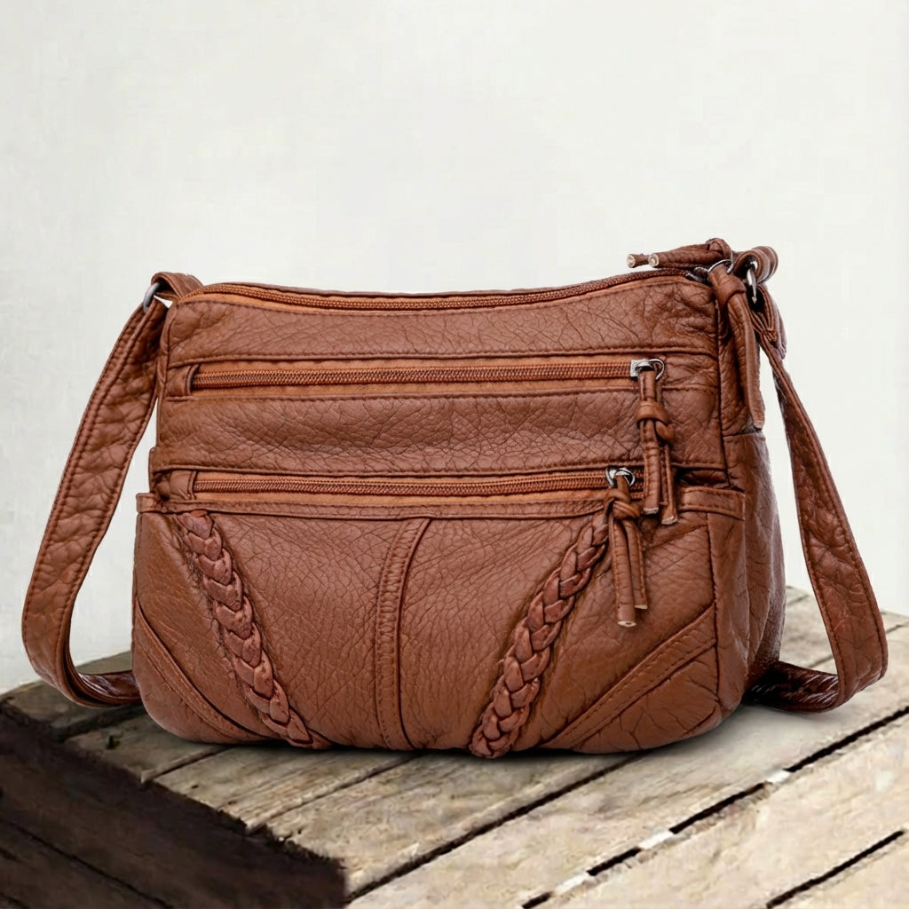 Damen große Schultertasche mit Reißverschlussfach