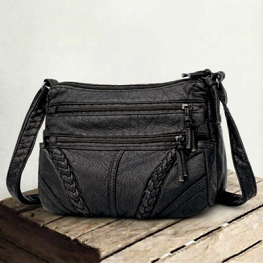 Damen große Schultertasche mit Reißverschlussfach