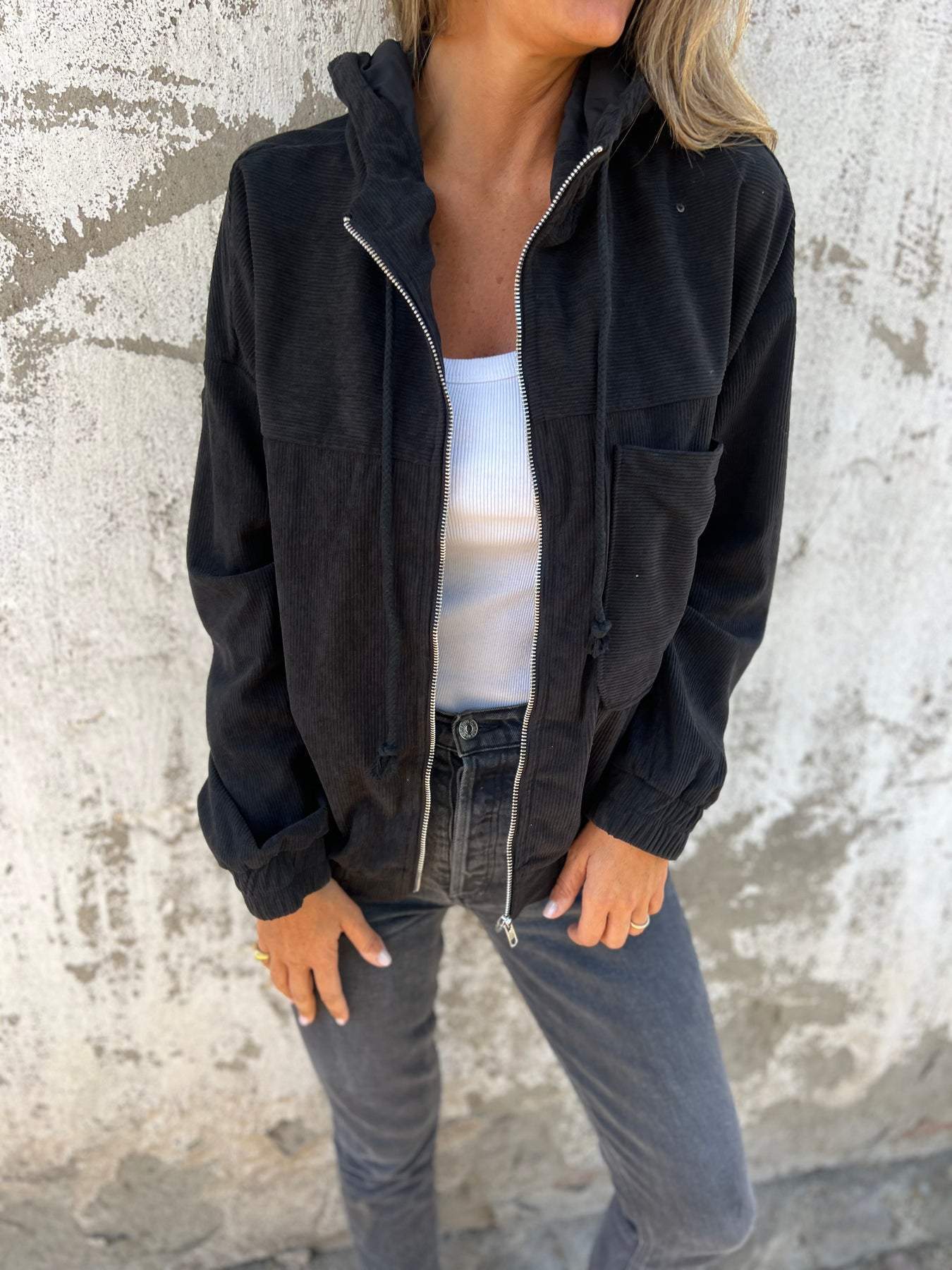 Damen Kapuzenjacke mit durchgehendem Reißverschluss