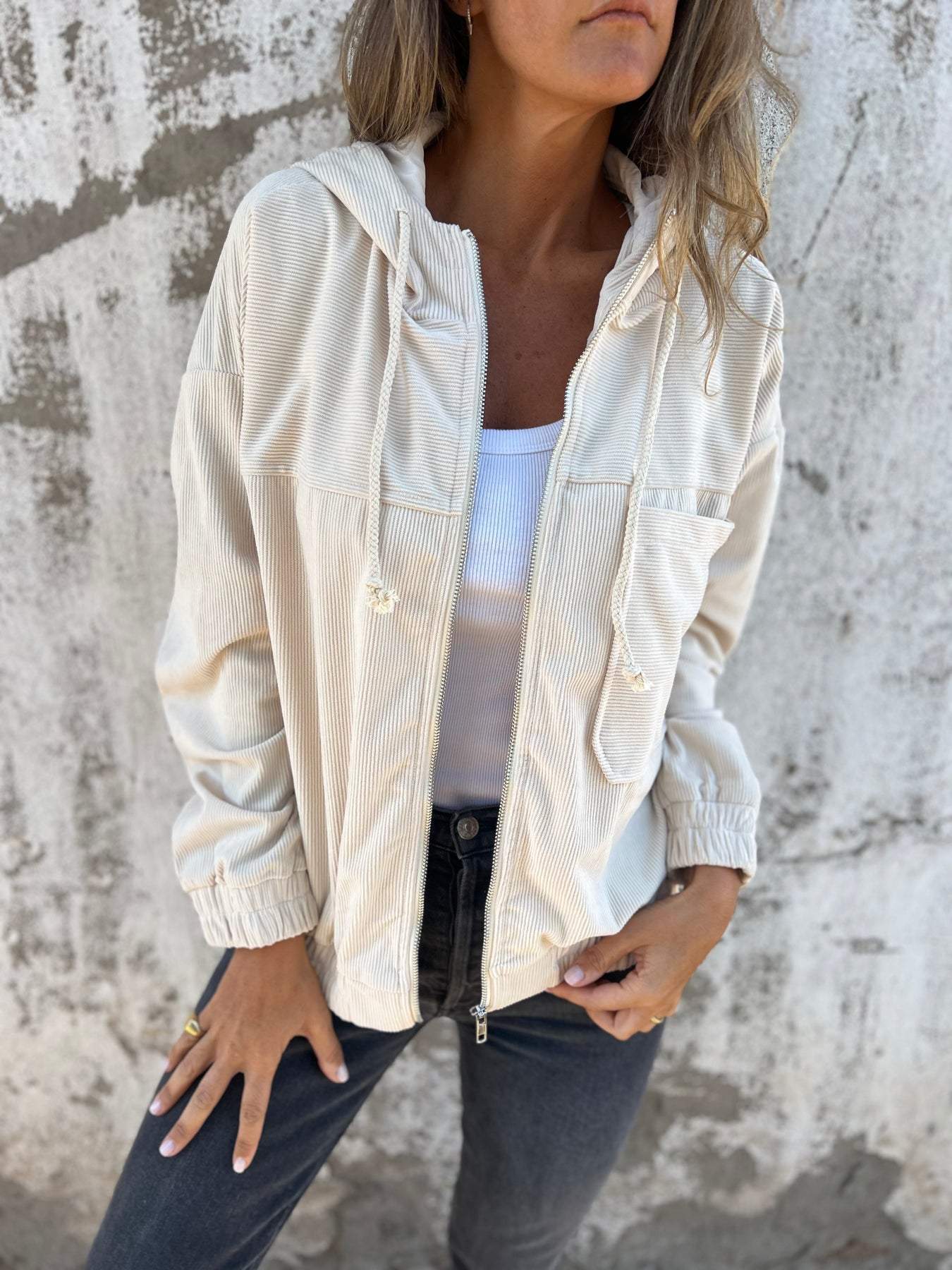 Damen Kapuzenjacke mit durchgehendem Reißverschluss