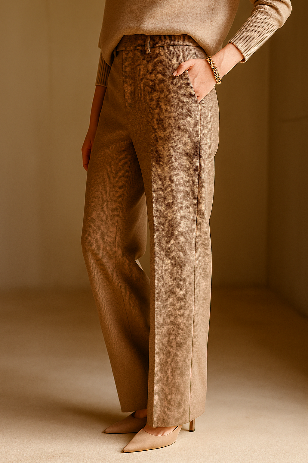 Damen Wollmix-Hose mit hohem Bund