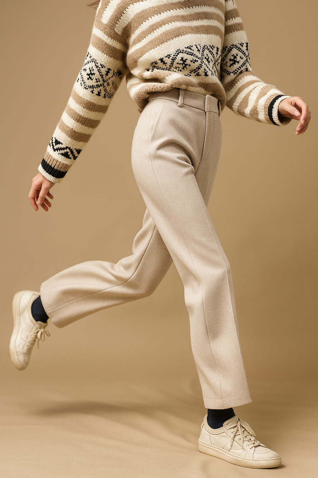 Damen Wollmix-Hose mit hohem Bund