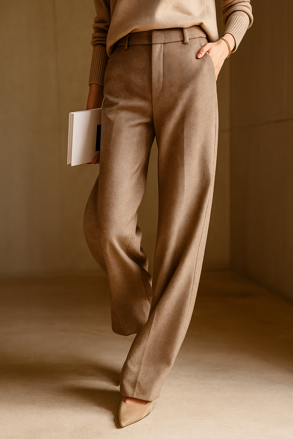 Damen Wollmix-Hose mit hohem Bund
