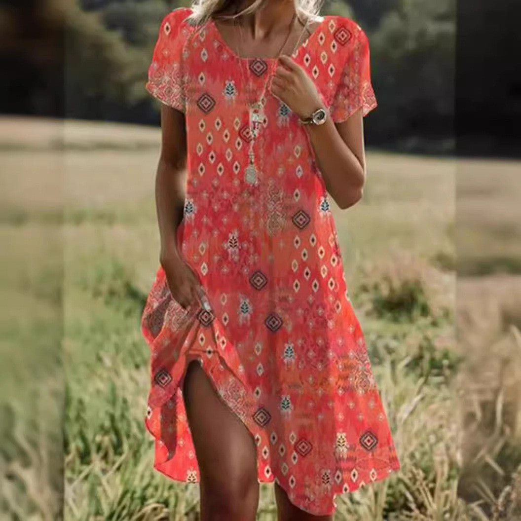 Damen Sommerkleid midi mit fließendem Schnitt