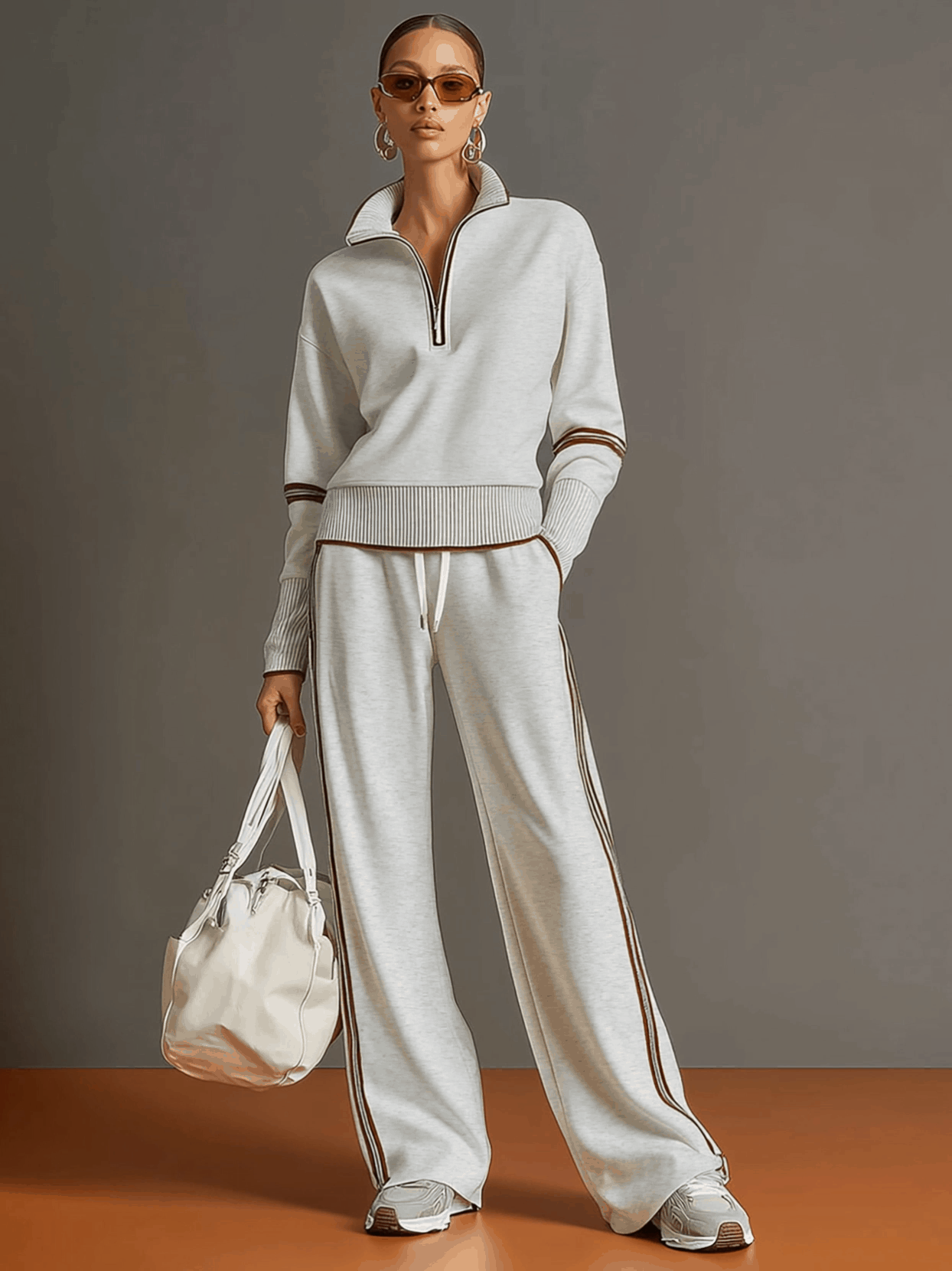 Damen Sweatshirt-Set mit weiter Hose