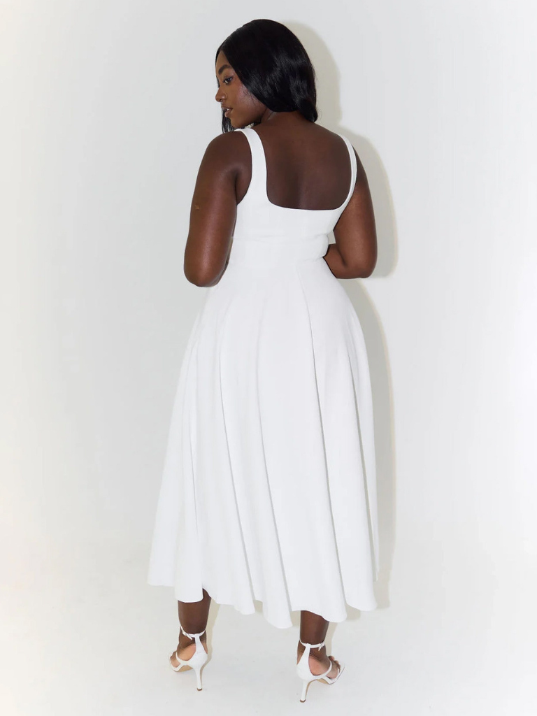 Damen Midikleid mit eckigem Ausschnitt