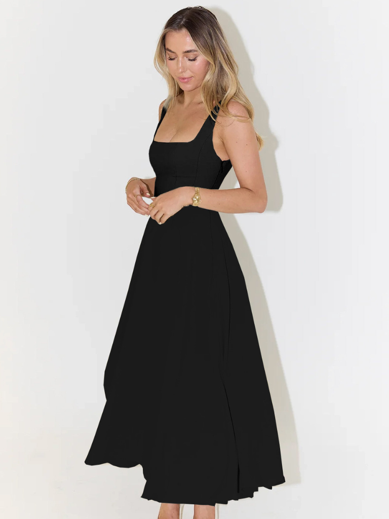 Damen Midikleid mit eckigem Ausschnitt