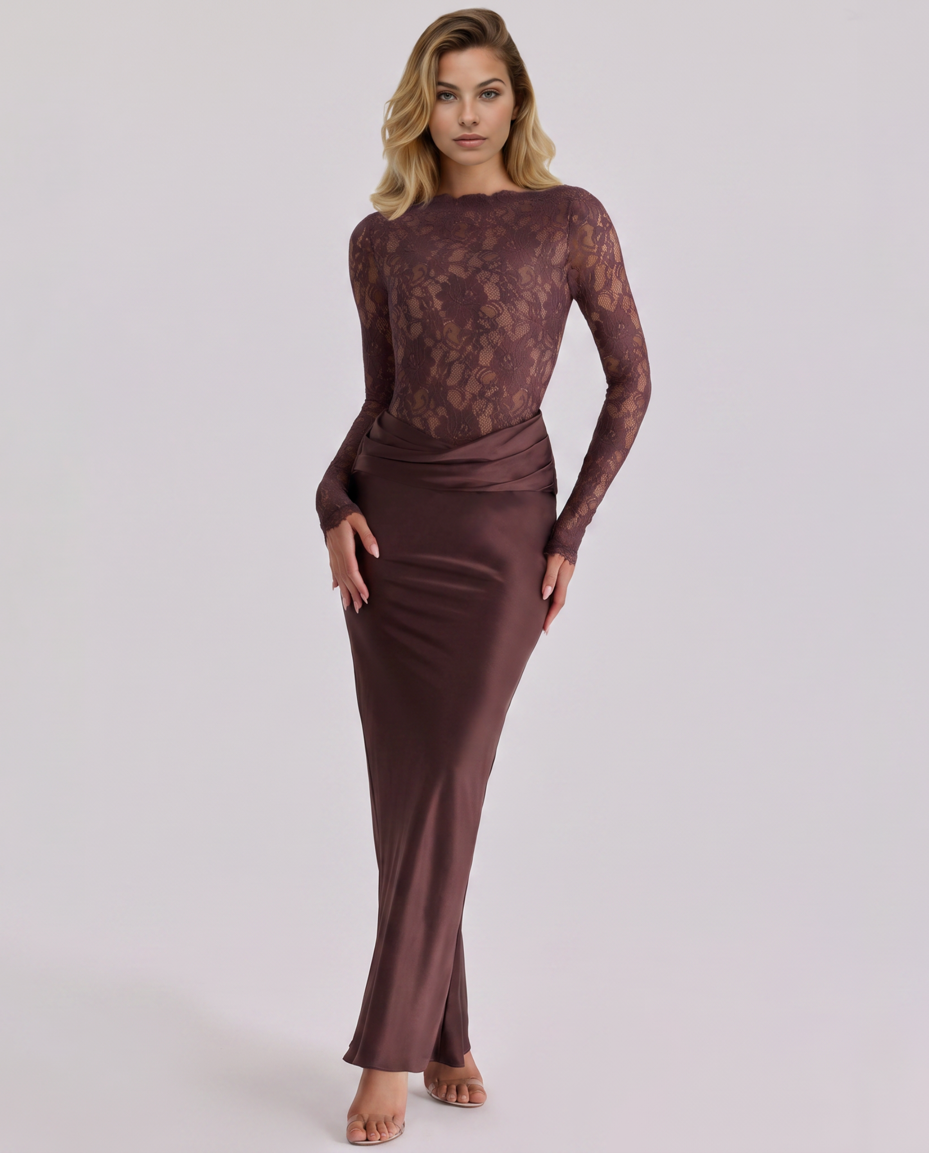 Damen Maxikleid Miranda mit Spitzenoberteil