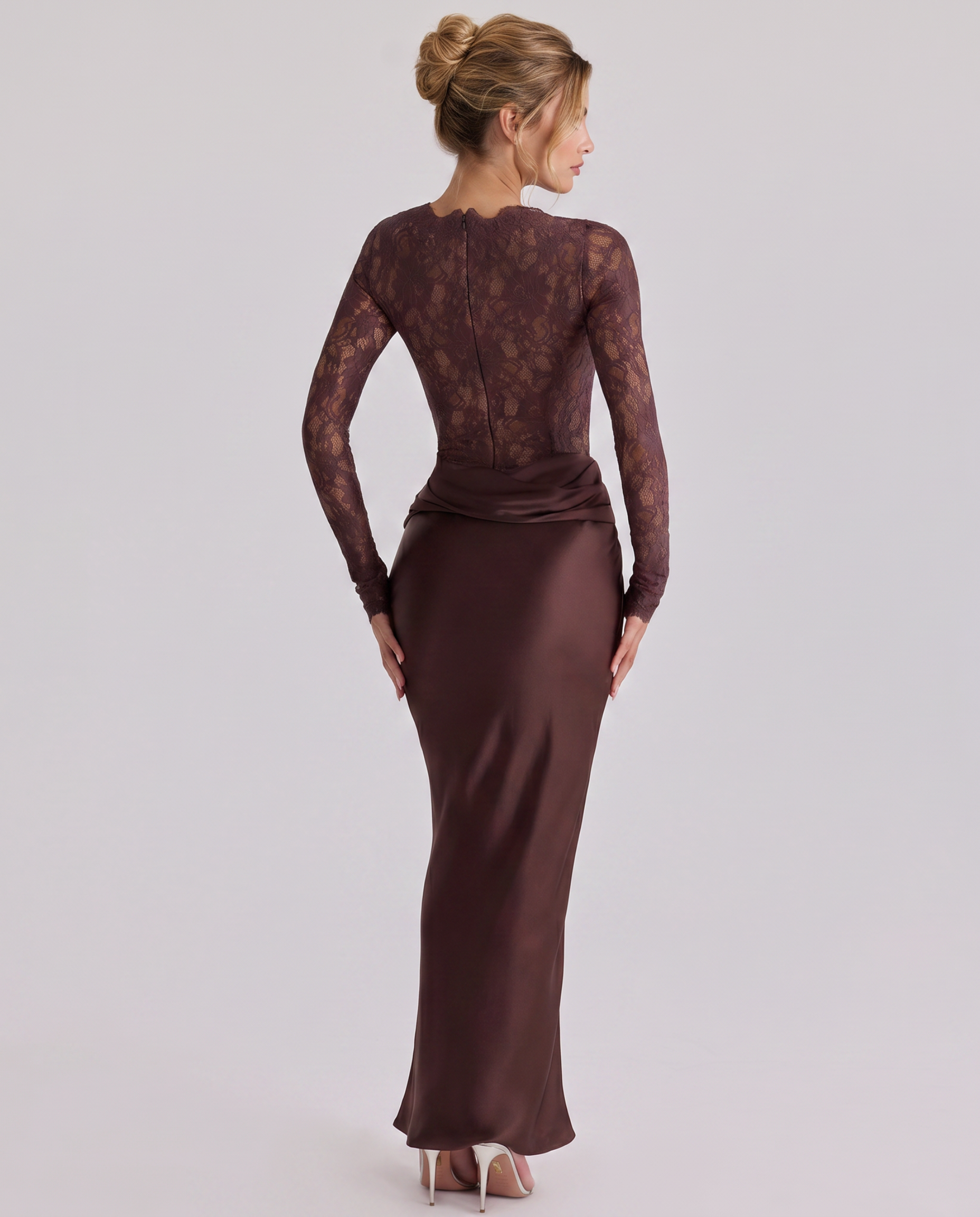 Damen Maxikleid Miranda mit Spitzenoberteil