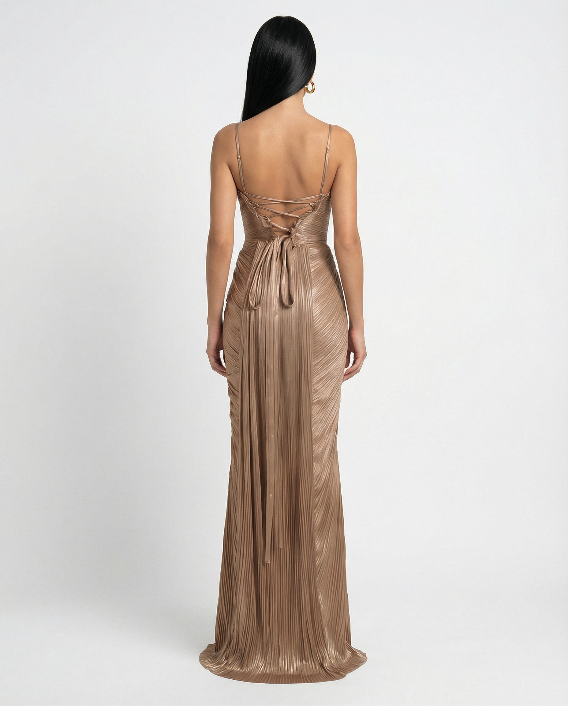 Damen Korsett Maxi-Kleid Gold