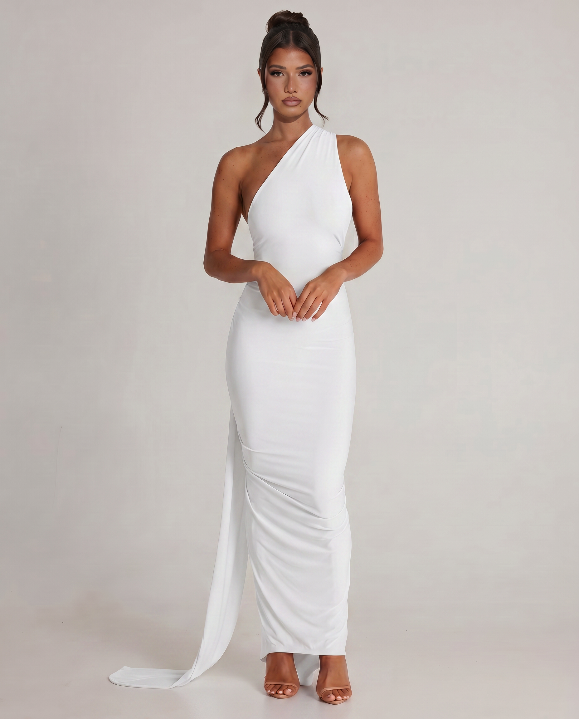 Damen Maxikleid Trägerkleid Rückenfrei Satinoptik