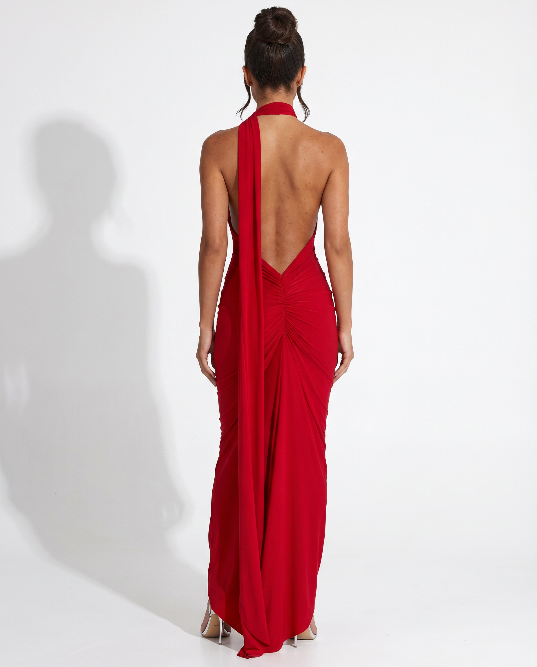 Damen Maxikleid Trägerkleid Rückenfrei Satinoptik