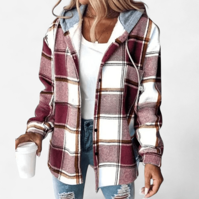 Damen Kapuzenjacke mit Karomuster in taillierter Passform