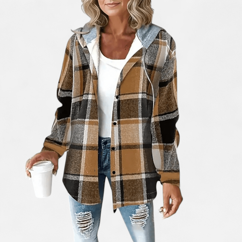Damen Kapuzenjacke mit Karomuster in taillierter Passform