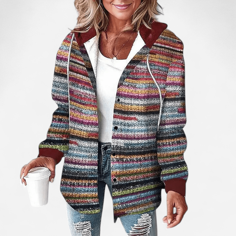 Damen Kapuzenjacke mit Karomuster in taillierter Passform