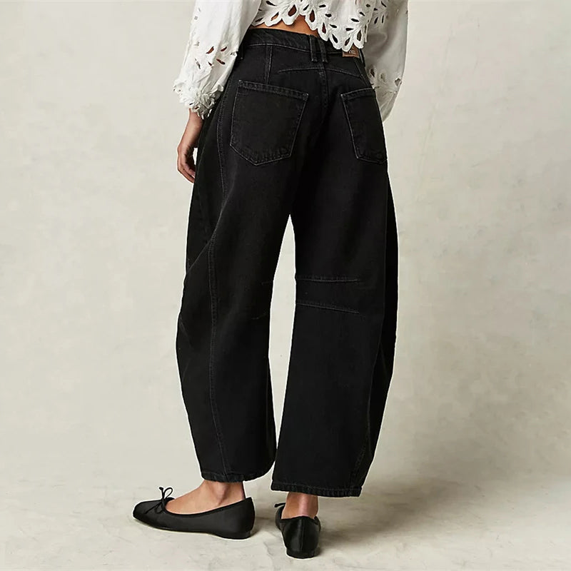 Damen Barrel-Leg-Jeans mit weitem Bein