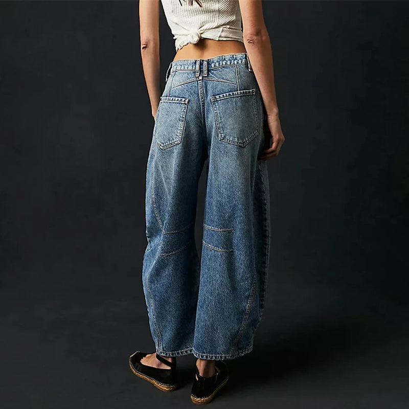 Damen Barrel-Leg-Jeans mit weitem Bein
