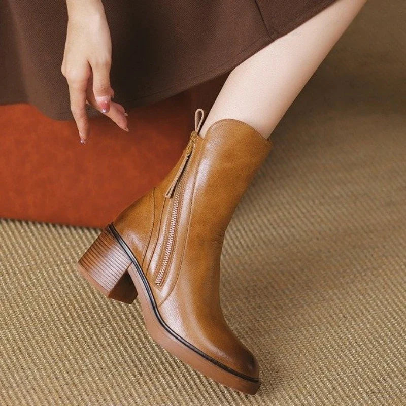 Damen Stiefeletten mit hohem Absatz und Reißverschluss
